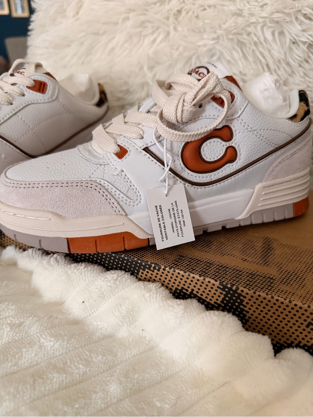 Coach White Women Sneakers with Orange Accents